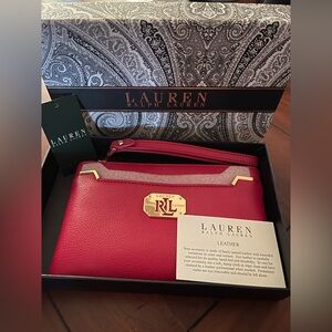 Lauren Ralph Lauren Red Leather Clutch- NEW WITH TAGS